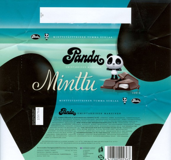 Minttu, dark chocolate with mint flavoured filling, 100g, 23.07.2007, Panda, Vaajakoski, Finland