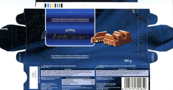 Milk chocolate with honey and nuts, 100g, 11.2010, Rainbow, made for SOK/ Inex Partners Oy,Switzerland