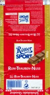 Ritter sport, rum-trauben-nuss, milk chocolate with rum, rasins and hazelnuts, 100g, 07.1994, Alfred Ritter GmbH & Co. Waldenbuch, Germany