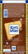 Ritter sport, a butter biscuit and a milk and cocoa cream in milk chocolate, 100g, 05.08.2008, Alfred Ritter GmbH & Co. Waldenbuch, Germany
