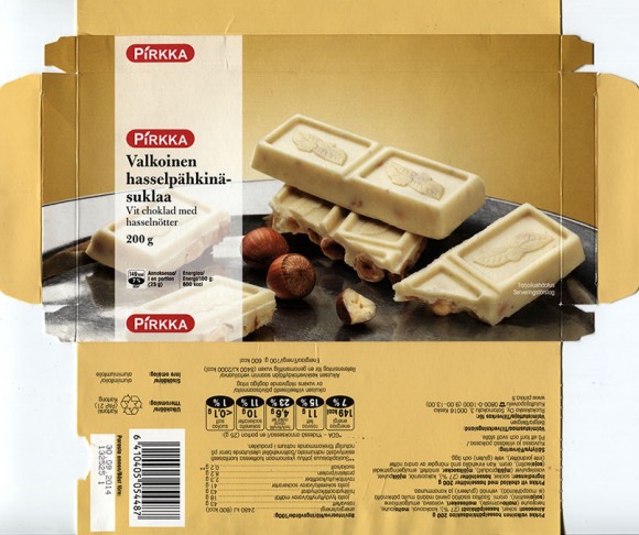 White chocolate with hasselnuts, 200g, 30.09.2013, Ruokakesko Oy, Kesko (Finland), Belgium