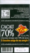 Doce Vida, dark chocolate 70% cacao, 14g, 18.08.2008, Segall e Andrea Alimentos Naturais Ltda., Rua humaita Resende RJ, Brasil