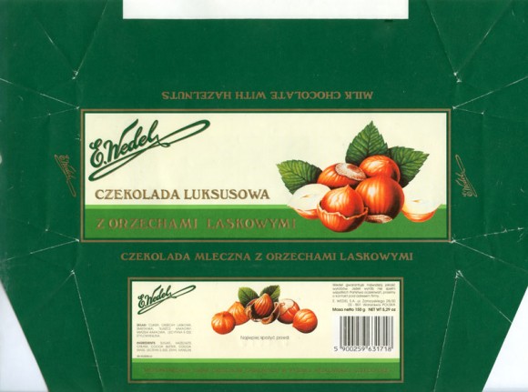 Milk chocolate with hazelnuts, 150g, 01.01.1995, E.Wedel, Warszawa, Poland