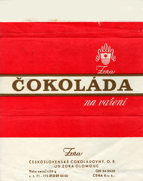 Milk chocolate, 100g, about 1975, Zora, Olomouc, Czech Republic (CZECHOSLOVAKIA)