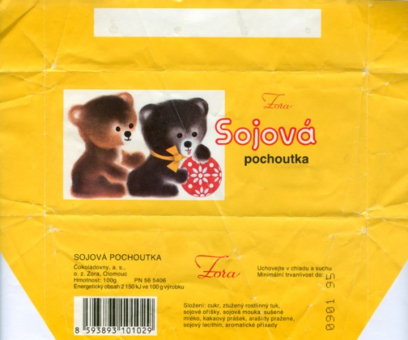Sojova pochoutka, chocolate bar, 100g, 09.01.1994, Zora, Olomouc, Czech Republic (CZECHOSLOVAKIA)