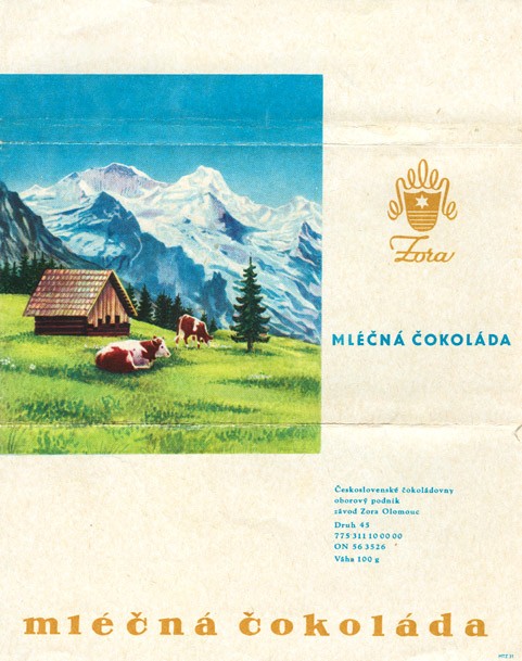 Milk chocolate, 100g, 1970, Zora, Olomouc, Czech Republic (CZECHOSLOVAKIA)
